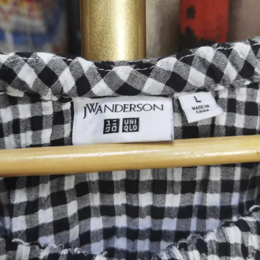 เสื้อลายตารางดำขาว Uniqlo อก 44-48 นิ้ว, ยาว 25 นิ้ว รูปที่ 3