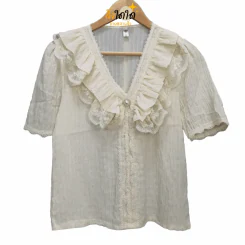 เสื้อสีขาวลูกไม้ ใส่ออกงาน ทำบุญ อก 36-38 นิ้ว, ยาว 22 นิ้ว รูปที่ 1