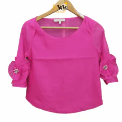 เสื้อสีชมพู ใส่ออกงาน ใส่ทำบุญ อก 33 นิ้ว, ยาว 18 นิ้ว รูปที่ 1