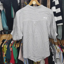 เสื้อเชิ้ตลายตรงยาว ขาวดำ พลัสไซส์ อก 40 นิ้ว, ยาว 24 นิ้ว รูปที่ 4