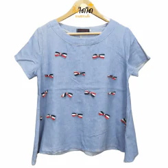 เสื้อแฟชั่น ตกแต่งโบว์ อก 40 นิ้ว, เอว 23 นิ้ว รูปที่ 1