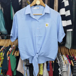 เสื้อแฟชั่น ปักดอกไม้ ผูกเอว พลัสไซส์ อก 44 นิ้ว, เอว 21 นิ้ว รูปที่ 2