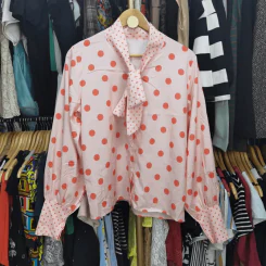เสื้อเชิ้ต คอผูกโบว์ พลัสไซส์ อก 40 นิ้ว, ยาว 24 นิ้ว รูปที่ 1