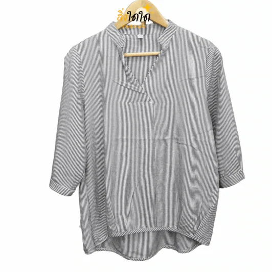 เสื้อลายตรงขาวดำ อก 40 นิ้ว, เอว 25 นิ้ว รูปที่ 1