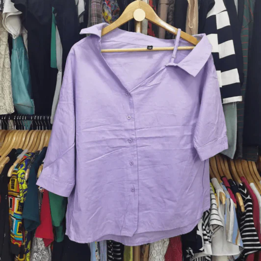 เสื้อเชิ้ตสีม่วง อก 44 นิ้ว, ยาว 21 นิ้ว รูปที่ 1