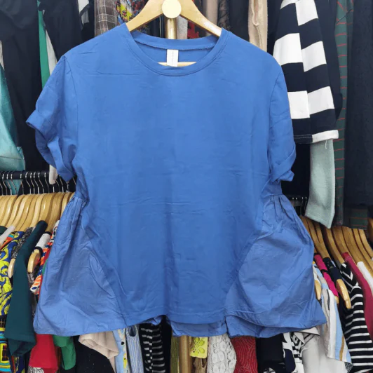 เสื้อแขนสั้น สีน้ำเงิน อก 38-46 นิ้ว, ยาว 24 นิ้ว รูปที่ 1