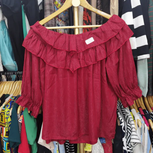 เสื้อแฟชั่นสีแดง พลัสไซส์ อก 50 นิ้ว, ยาว 23 นิ้ว รูปที่ 4