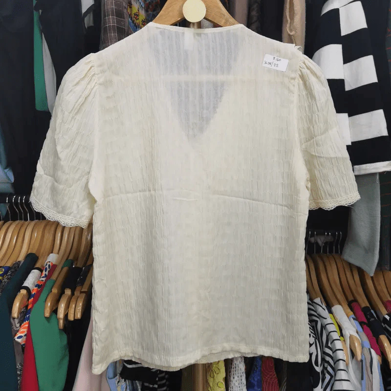 เสื้อสีขาวลูกไม้ ใส่ออกงาน ทำบุญ อก 36-38 นิ้ว, ยาว 22 นิ้ว รูปที่ 5