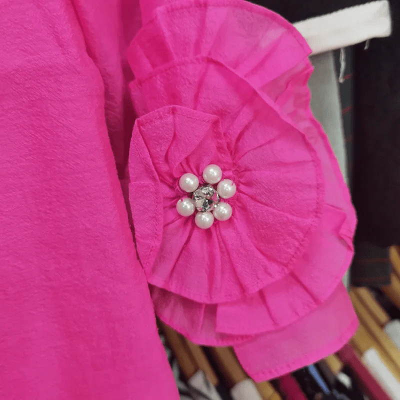 เสื้อสีชมพู ใส่ออกงาน ใส่ทำบุญ อก 33 นิ้ว, ยาว 18 นิ้ว รูปที่ 4