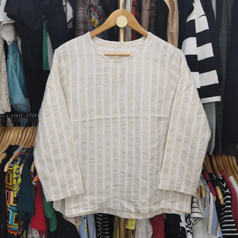 เสื้อแขนยาวลายตรง พลัสไซส์ อก 44 นิ้ว, ยาว 23 นิ้ว รูปที่ 2