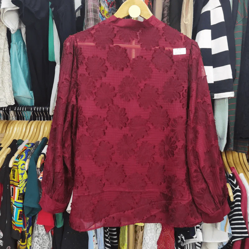 เสื้อแฟชั่นแขนยาว คอผูกโบว์ อก 42 นิ้ว, ยาว 26 นิ้ว รูปที่ 4