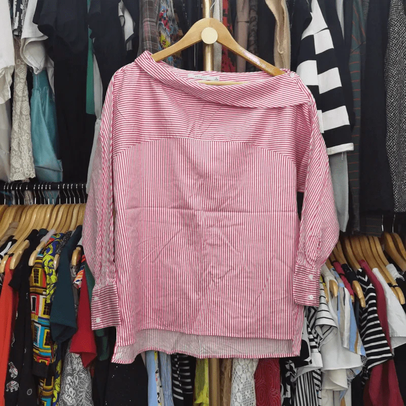 เสื้อแขนยาวลายตรง สีดำสลับขาว พลัสไซส์ อก 44 นิ้ว, ยาว 25 นิ้ว รูปที่ 1