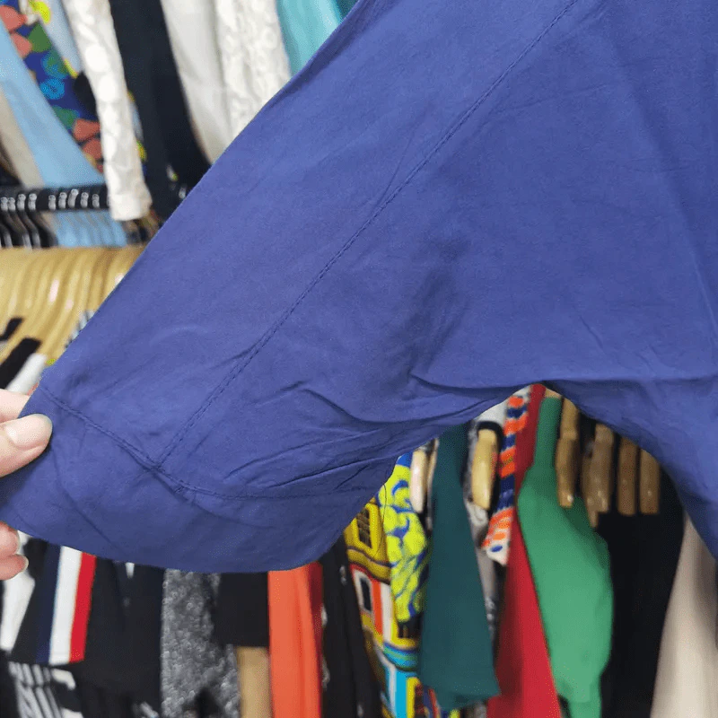 เสื้อเชิ้ตฮู้ดแขนสั้น สีน้ำเงิน เอวสม็อค พลัสไซส์ อก 50 นิ้ว, ยาว 21 นิ้ว รูปที่ 3