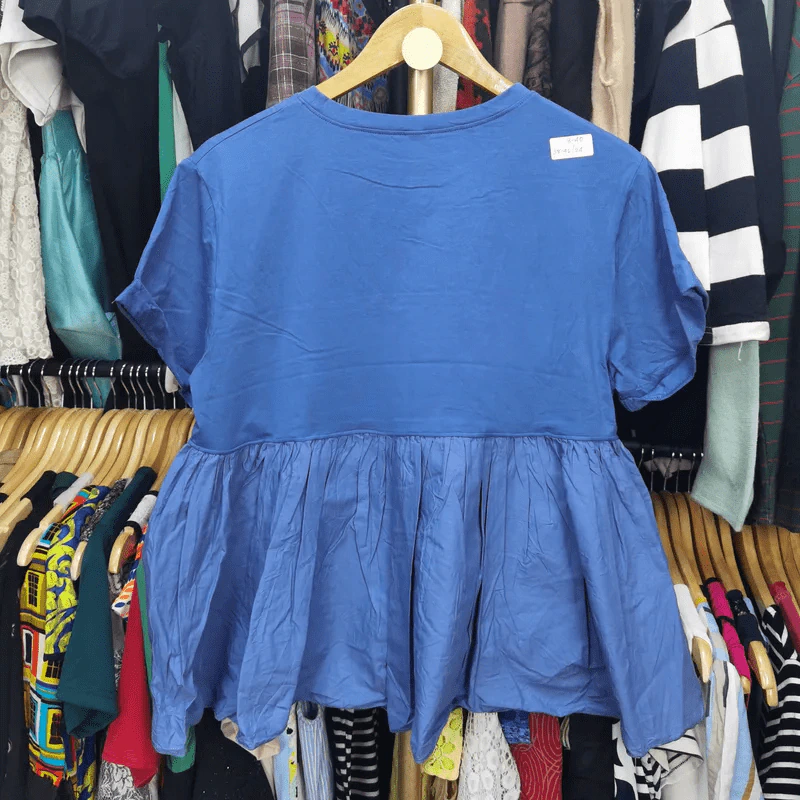 เสื้อแขนสั้น สีน้ำเงิน อก 38-46 นิ้ว, ยาว 24 นิ้ว รูปที่ 4