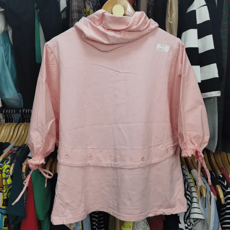 เสื้อฮู้ดแขนสั้น สีชมพู พลัสไซส์ อก 48 นิ้ว, ยาว 22 นิ้ว รูปที่ 6