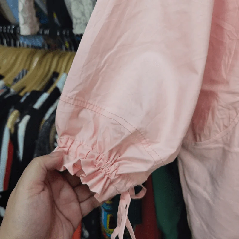 เสื้อฮู้ดแขนสั้น สีชมพู พลัสไซส์ อก 48 นิ้ว, ยาว 22 นิ้ว รูปที่ 2