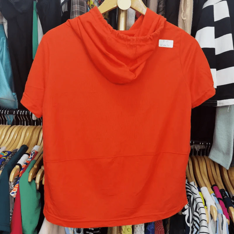 เสื้อฮู้ดแขนสั้น สีส้ม พลัสไซส์ อก 42-44 นิ้ว, ยาว 21 นิ้ว รูปที่ 4