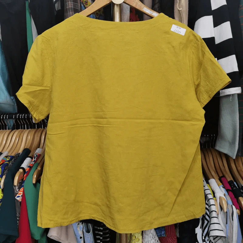 เสื้อแฟชั่น สีเหลือง อก 42 นิ้ว, ยาว 23 นิ้ว รูปที่ 3