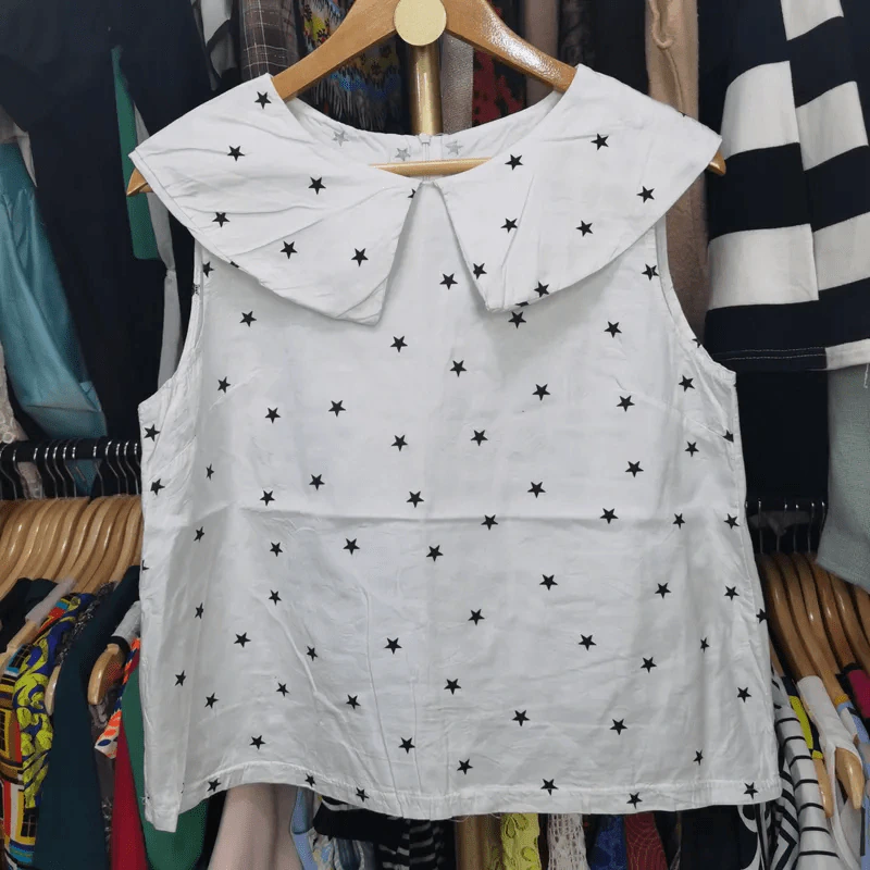 เสื้อแฟชั่น คอบัว แขนกุด อก 38 นิ้ว, ยาว 22 นิ้ว รูปที่ 1