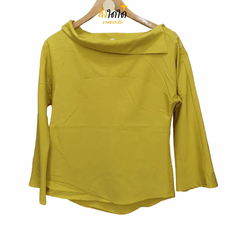 เสื้อแฟชั่น สีเหลือง อก 38 นิ้ว, ยาว 22 นิ้ว รูปที่ 1