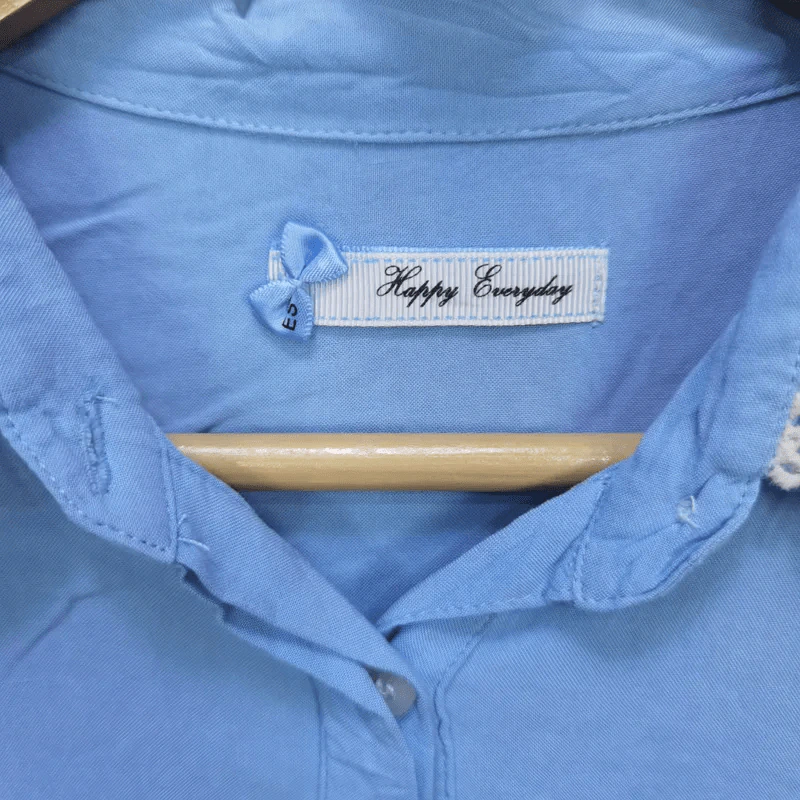 เสื้อแฟชั่น สีฟ้า อก 34 นิ้ว, เอว 24 นิ้ว รูปที่ 3