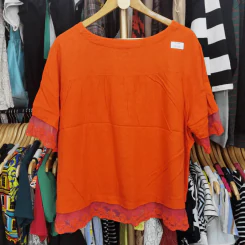 เสื้อแฟชั่น สีส้ม ปักลายพลุ พลัสไซส์ อก 50 นิ้ว, ยาว 23 นิ้ว รูปที่ 5