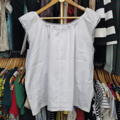 เสื้อคอกระเช้า สีขาว พลัสไซส์ อก 50 นิ้ว, ยาว 25 นิ้ว รูปที่ 4