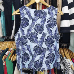 เสื้อแขนกุด ลายใบไม้ เอวผูก พลัสไซส์ อก 42 นิ้ว, ยาว 21 นิ้ว รูปที่ 5