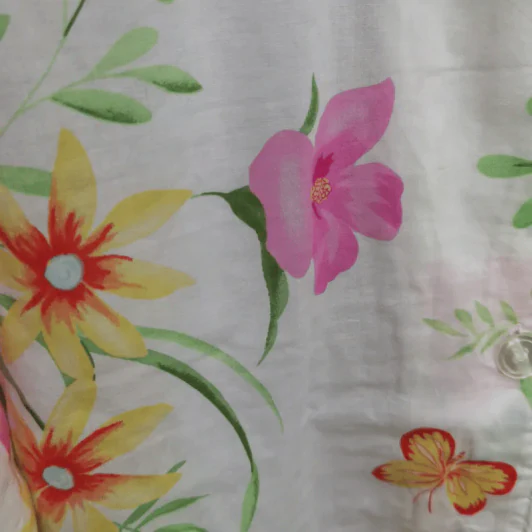 เสื้อเชิ้ตแขนยาว สีขาว ลายดอกไม้ พลัสไซส์ อก 46 นิ้ว, ยาว 28 นิ้ว รูปที่ 3