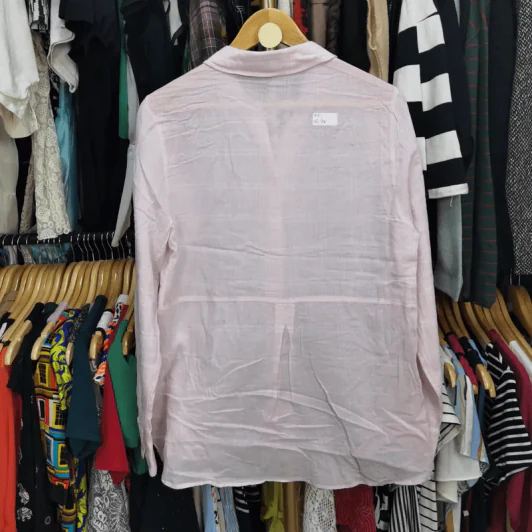 เสื้อเชิ้ตแขนยาว สีชมพูอ่อน พลัสไซส์ อก 42 นิ้ว, ยาว 28 นิ้ว รูปที่ 3
