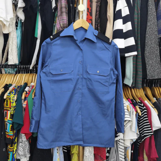 เสื้อเชิ้ตแขนยาว สีน้ำเงิน อก 36 นิ้ว, ยาว 27 นิ้ว รูปที่ 1