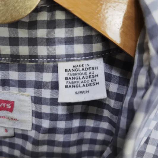 เสื้อเชิ้ตแขนยาว ลายตารางขาวดำ Levi's พลัสไซส์ อก 40 นิ้ว, ยาว 28 นิ้ว รูปที่ 3