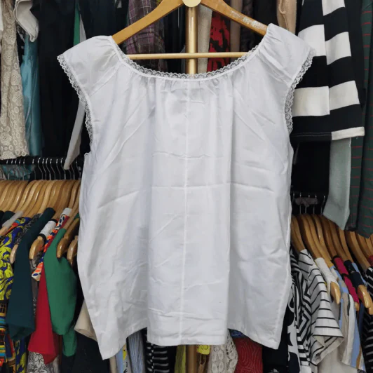 เสื้อคอกระเช้า สีขาว พลัสไซส์ อก 50 นิ้ว, ยาว 25 นิ้ว รูปที่ 4