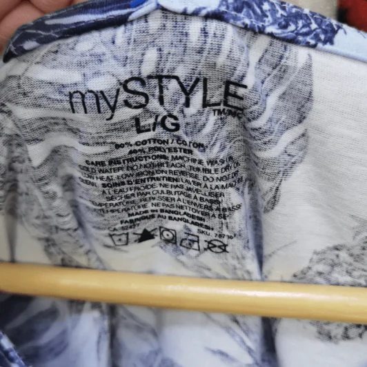 เสื้อแขนกุด ลายใบไม้ เอวผูก พลัสไซส์ อก 42 นิ้ว, ยาว 21 นิ้ว รูปที่ 2