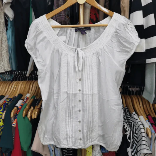 เสื้อสีขาว ใส่ทำบุญ พลัสไซส์ อก 44-46 นิ้ว, ยาว 24 นิ้ว รูปที่ 1