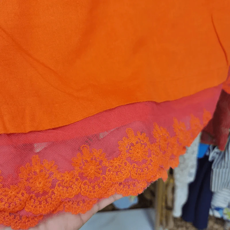 เสื้อแฟชั่น สีส้ม ปักลายพลุ พลัสไซส์ อก 50 นิ้ว, ยาว 23 นิ้ว รูปที่ 4