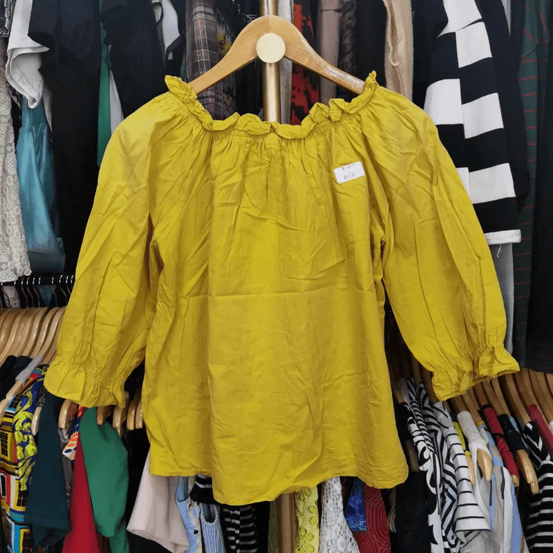 เสื้อแฟชั่น สีเหลือง พลัสไซส์ อก 42 นิ้ว, ยาว 21 นิ้ว รูปที่ 3
