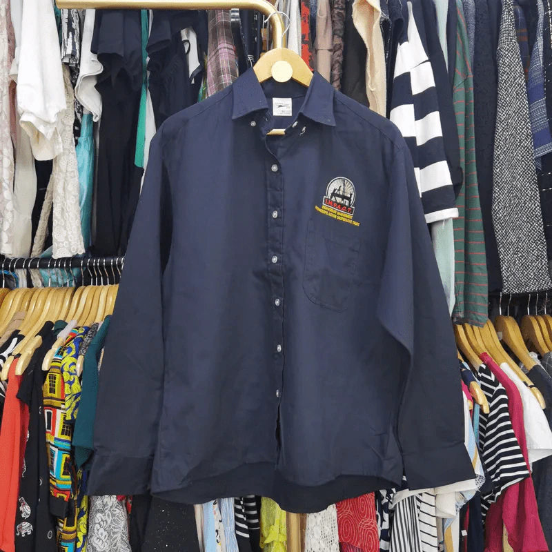 เสื้อเชิ้ตแขนยาวสีน้ำเงิน พลัสไซส์ อก 50 นิ้ว, ยาว 29 นิ้ว รูปที่ 1