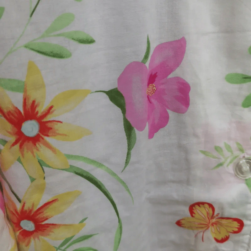 เสื้อเชิ้ตแขนยาว สีขาว ลายดอกไม้ พลัสไซส์ อก 46 นิ้ว, ยาว 28 นิ้ว รูปที่ 3