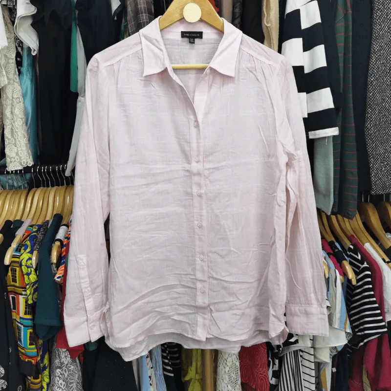 เสื้อเชิ้ตแขนยาว สีชมพูอ่อน พลัสไซส์ อก 42 นิ้ว, ยาว 28 นิ้ว รูปที่ 1