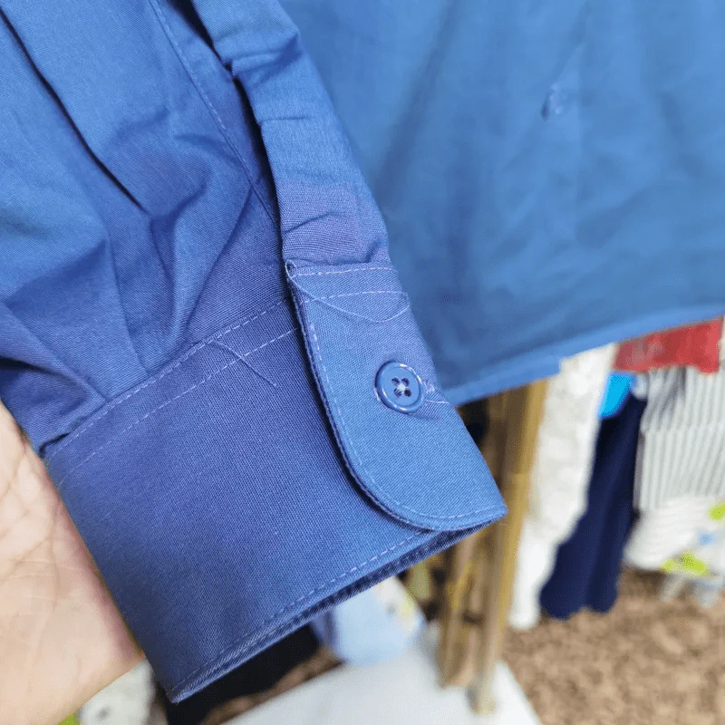 เสื้อเชิ้ตแขนยาว สีน้ำเงิน อก 36 นิ้ว, ยาว 27 นิ้ว รูปที่ 3