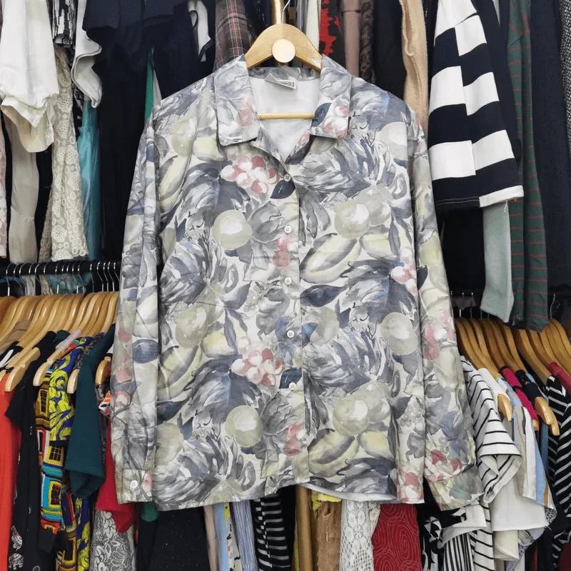เสื้อเชิ้ตแขนยาว ลายดอก อก 46 นิ้ว, ยาว 27 นิ้ว รูปที่ 1