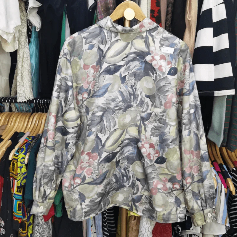 เสื้อเชิ้ตแขนยาว ลายดอก อก 46 นิ้ว, ยาว 27 นิ้ว รูปที่ 2