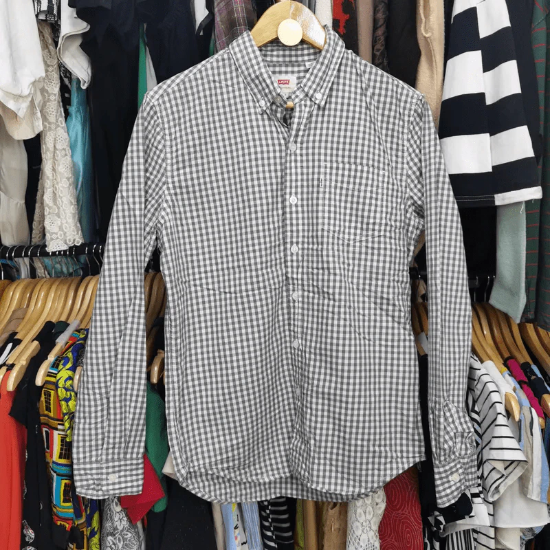 เสื้อเชิ้ตแขนยาว ลายตารางขาวดำ Levi's พลัสไซส์ อก 40 นิ้ว, ยาว 28 นิ้ว รูปที่ 1