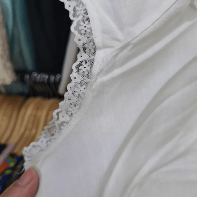 เสื้อคอกระเช้า สีขาว พลัสไซส์ อก 50 นิ้ว, ยาว 25 นิ้ว รูปที่ 5