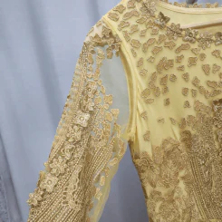 ชุดเดรสสั้น ลายดอก ออกงาน สีเหลือง อก 32-34 นิ้ว, เอว 28 นิ้ว, สะโพก 48 นิ้ว, ยาว 31 นิ้ว รูปที่ 3