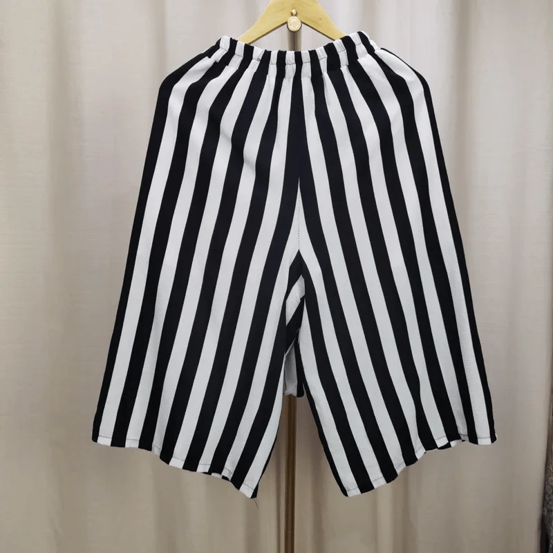 ชุดเสื้อ & กางเกง สีขาว กางเกงลายตรงขาวดำ รูปที่ 4