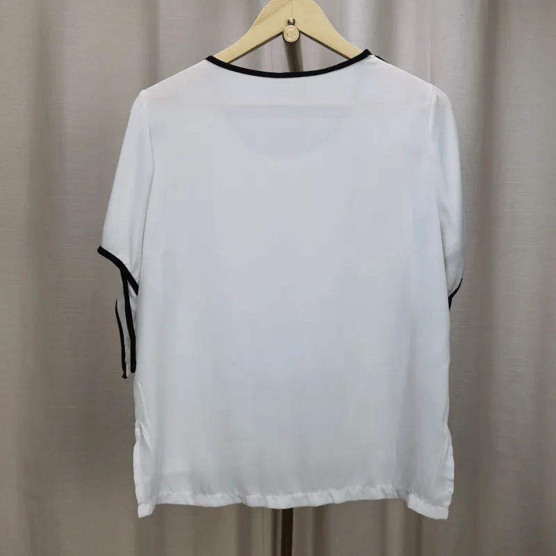 ชุดเสื้อ & กางเกง สีขาว กางเกงลายตรงขาวดำ รูปที่ 5