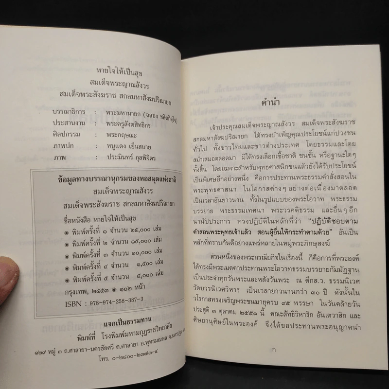 หายใจให้เป็นสุข - สมเด็จพระญาณสังวร สมเด็จพระสังฆราช สกลมหาสังฆปริณายก รูปที่ 6