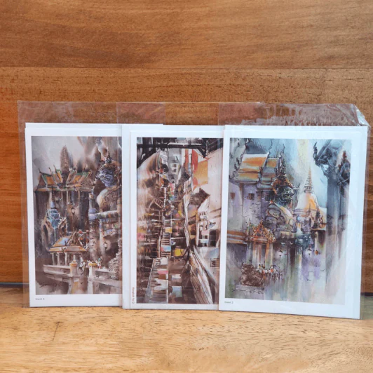 Postcard ภาพวาด Sompote Singthong 3 ใบ รูปที่ 1
